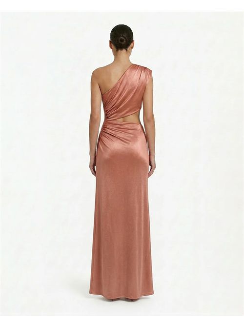 Abito monospalla in jersey metallizzato e cut out ALMA SANCHEZ | ASTRAL-ELROSE GOLD